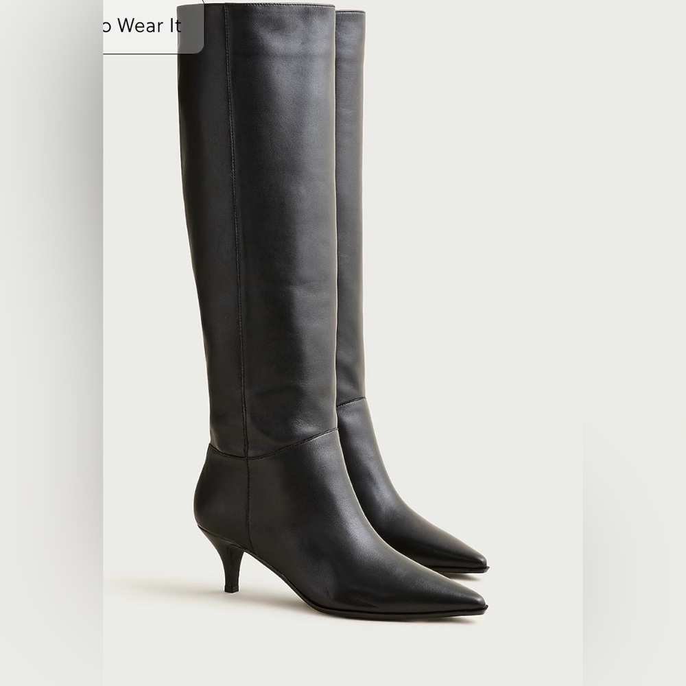 J.Crew Stevie Knee-High Kitten Heel Leather Boots